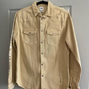 Zara Tan Lightweight Shirt Jacket. Never worn. Tags removed